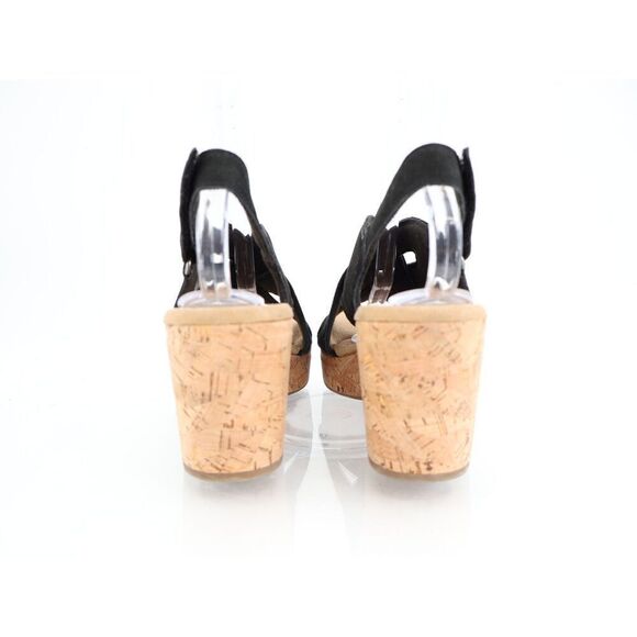Clarks Rose Erin Strappy Cork Wedge Heel Platform Sandals Black Size 10M - Picture 4 of 10